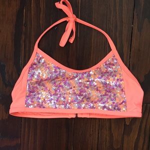 peach glitter bathing suit top!!